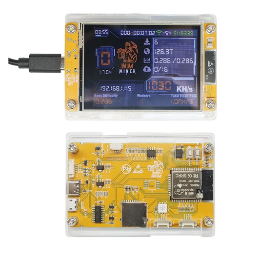 Upgraded 1030KH/S Harshrate Bitcoin Crypto Solo Miner Nerdminer 2.8" Smart Display Nmminer Bitcoin Lottery
