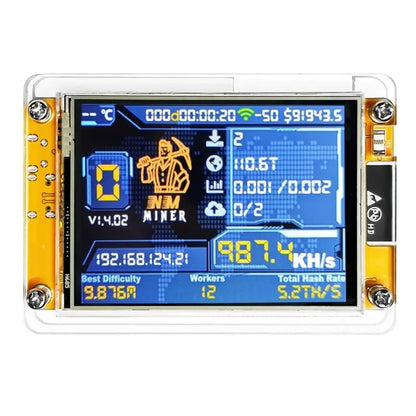 Smart Display Bitcoin 4X 987KH/S Nerdminer+ 4 Slots Stand Upgraded Harshrate 2.8 Inch Crypto Solo Miner Lottery